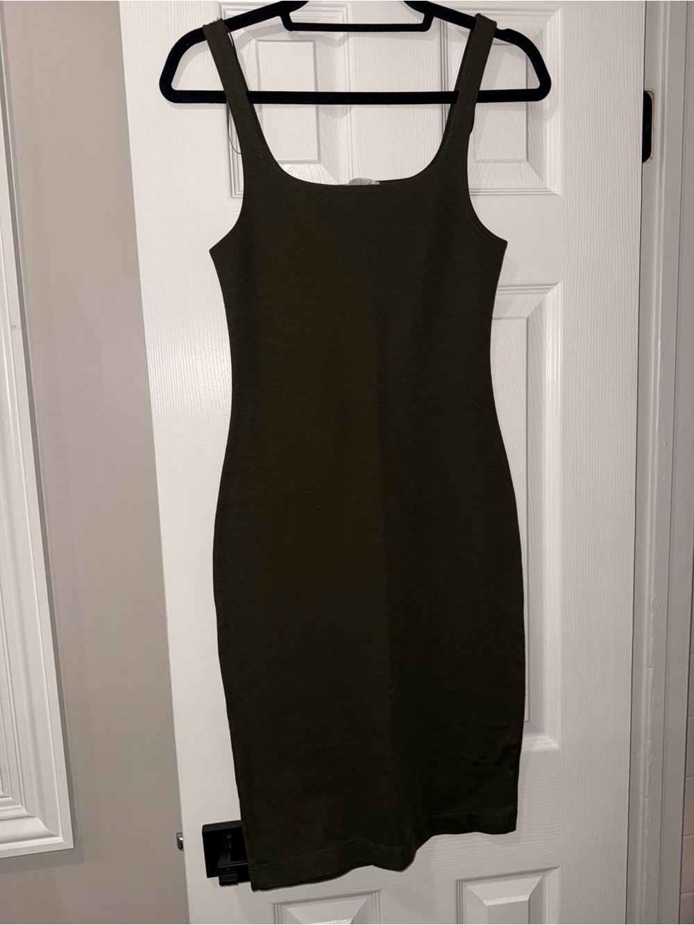 Zara Olive Green Midi Tank Bodycon Dress